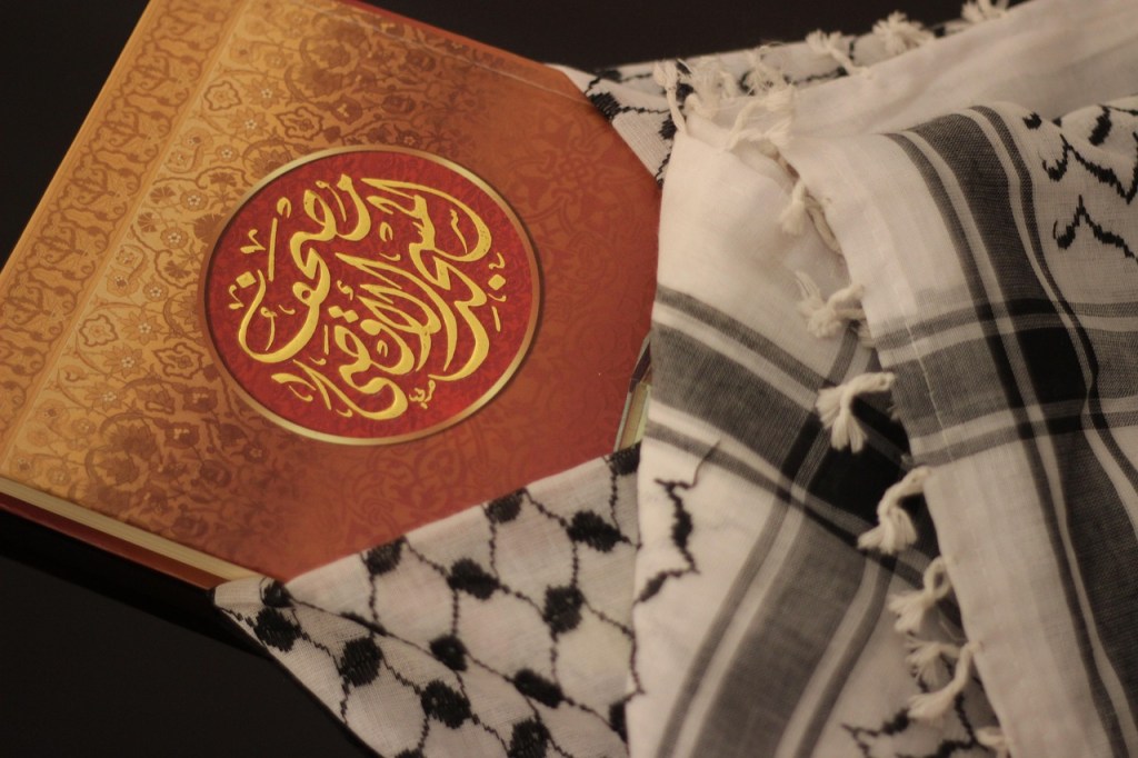 My first time wearing a keffiyeh – even if only in&nbsp;art