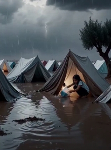 Tents flooded, muddy water everywhere – but no fresh water to&nbsp;drink